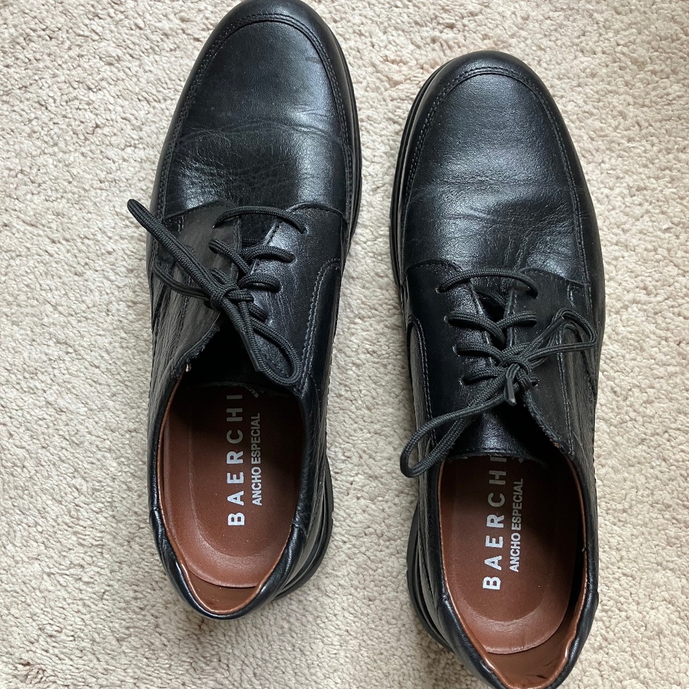 Men's black leather shoes